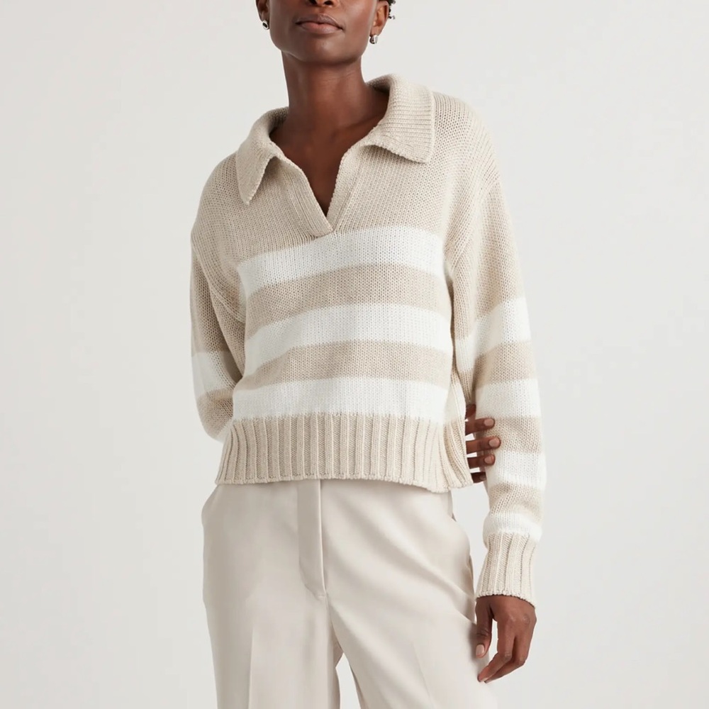 100% Organic Cropped Cotton Polo Sweater